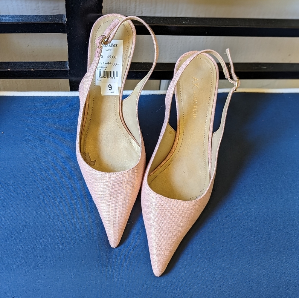 Pale Pink Anne Klein Sling-back Pumps with 3" Stiletto Heel - Size 9